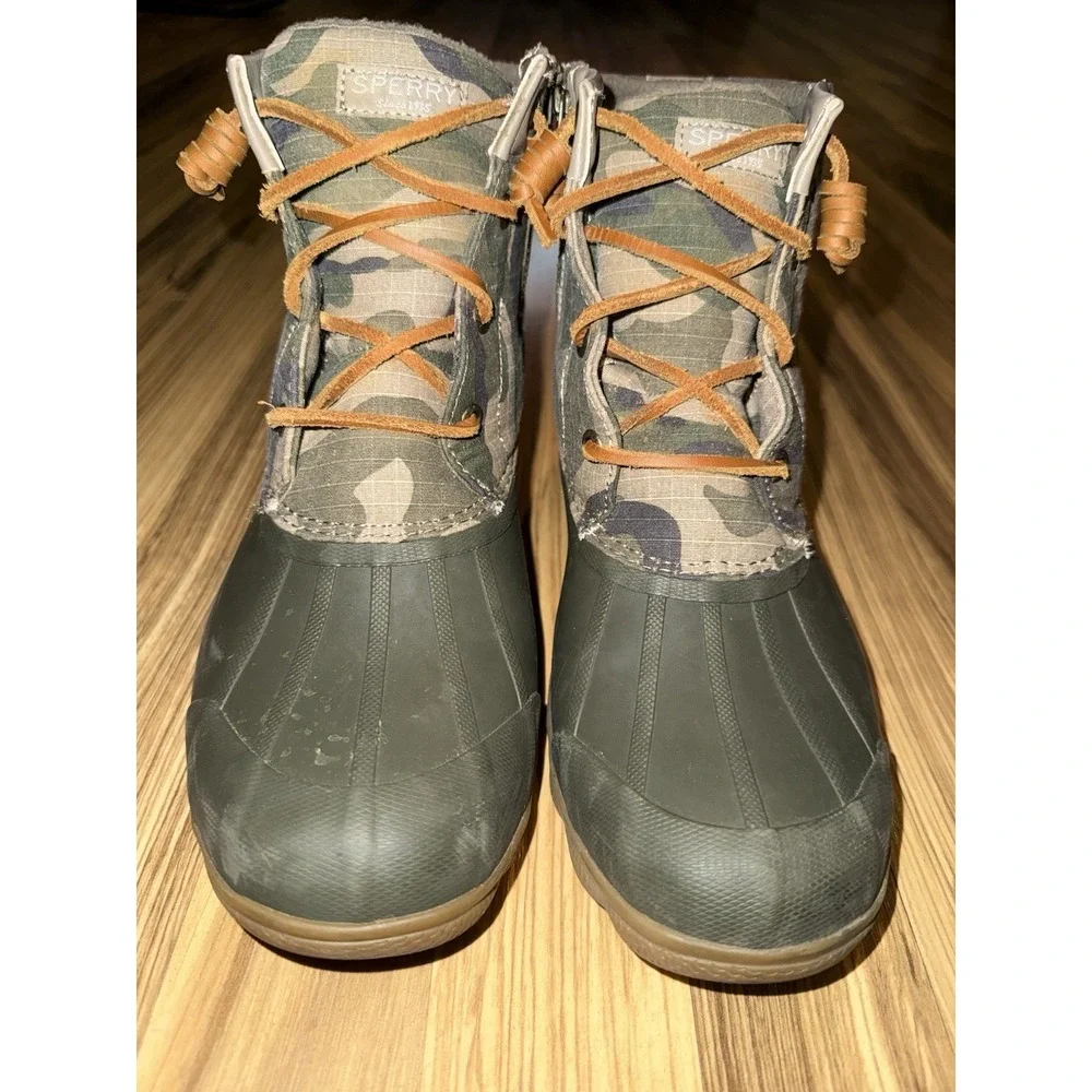 Sperry Syren Gulf Camo Driftwood Women's 8.5‎ Top-Sider Duck Boots green Tan